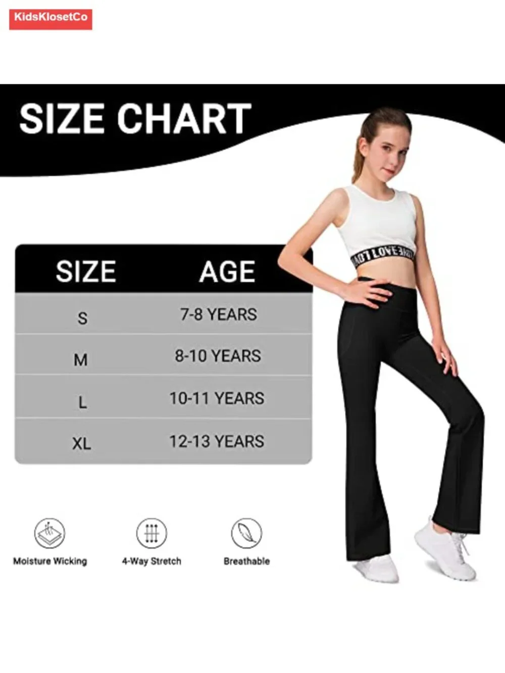 Girls Yoga Flare Wide Leg Pants with Pockets 3-Pack